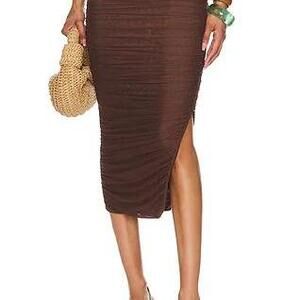 Ser.o.ya Pia Mesh Midi Skirt in Coconut in Brown
